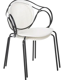 Hot Beliani Set di 2 sedie da giardino IKARIA Metallo Bianco sporco Bianco Nero