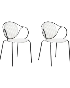 Hot Beliani Set di 2 sedie da giardino IKARIA Metallo Bianco sporco Bianco Nero