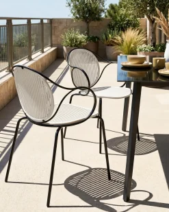 Hot Beliani Set di 2 sedie da giardino IKARIA Metallo Bianco sporco Bianco Nero