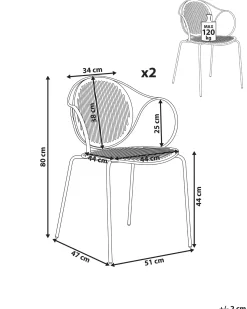 Hot Beliani Set di 2 sedie da giardino IKARIA Metallo Bianco sporco Bianco Nero