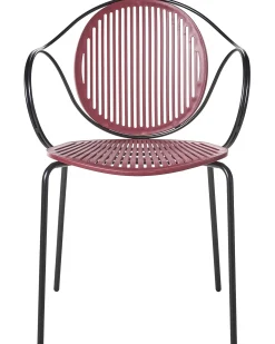 New Beliani Set di 2 sedie da giardino IKARIA Metallo Rosso Nero Rosso