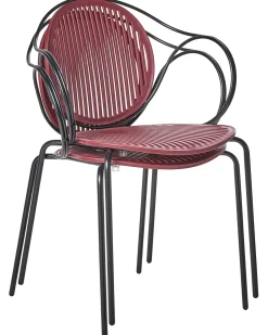 New Beliani Set di 2 sedie da giardino IKARIA Metallo Rosso Nero Rosso