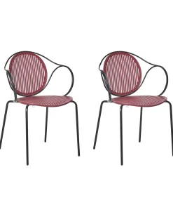 New Beliani Set di 2 sedie da giardino IKARIA Metallo Rosso Nero Rosso