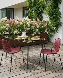 New Beliani Set di 2 sedie da giardino IKARIA Metallo Rosso Nero Rosso