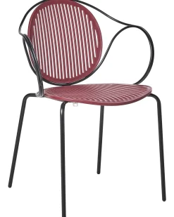 New Beliani Set di 2 sedie da giardino IKARIA Metallo Rosso Nero Rosso