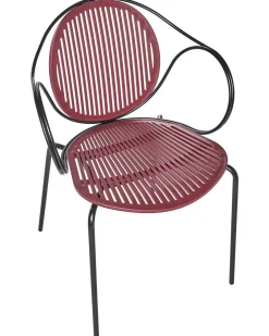 New Beliani Set di 2 sedie da giardino IKARIA Metallo Rosso Nero Rosso