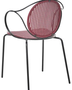 New Beliani Set di 2 sedie da giardino IKARIA Metallo Rosso Nero Rosso