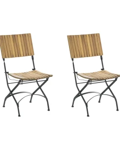 Clearance Beliani LASCARI Senza braccia Legno d'acacia Marrone chiaro Marrone Nero