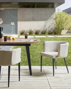 Sale Beliani Set di 2 sedie da giardino LIMASSON Tessuto Beige Beige Nero