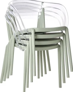 Discount Beliani Set di 4 sedie da giardino MALEVIZI Impilabile Verde chiaro Trasparente Verde