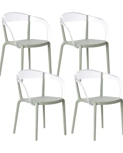 Discount Beliani Set di 4 sedie da giardino MALEVIZI Impilabile Verde chiaro Trasparente Verde