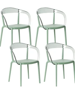 Hot Beliani Set di 4 sedie da giardino MALEVIZI Impilabile Verde Trasparente Verde