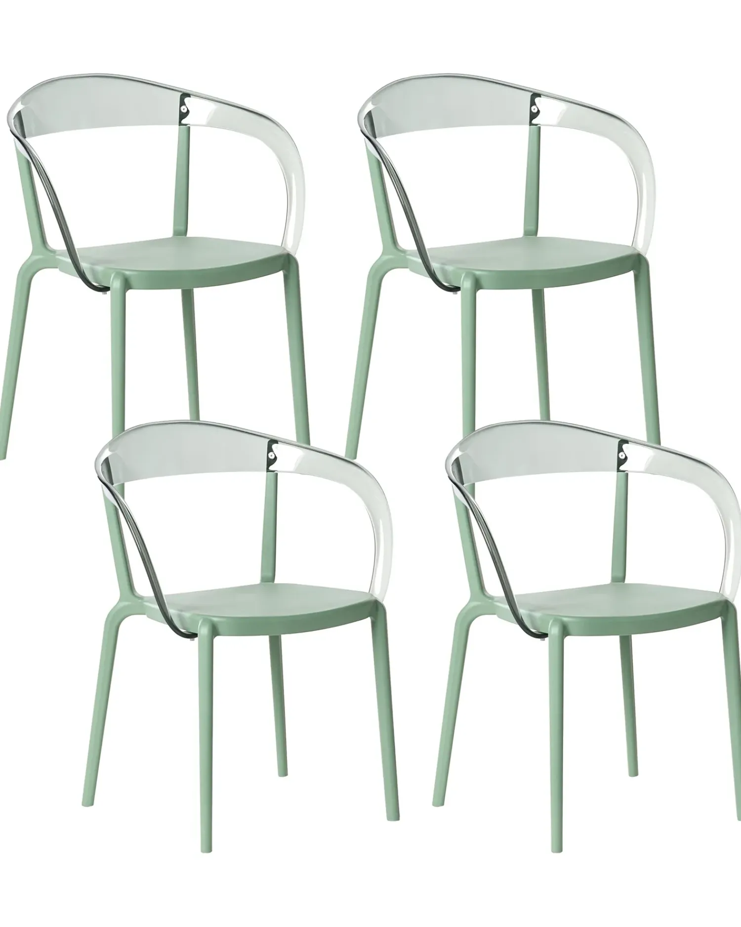Hot Beliani Set di 4 sedie da giardino MALEVIZI Impilabile Verde Trasparente Verde