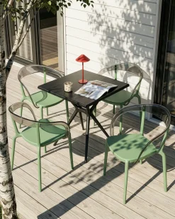 Hot Beliani Set di 4 sedie da giardino MALEVIZI Impilabile Verde Trasparente Verde