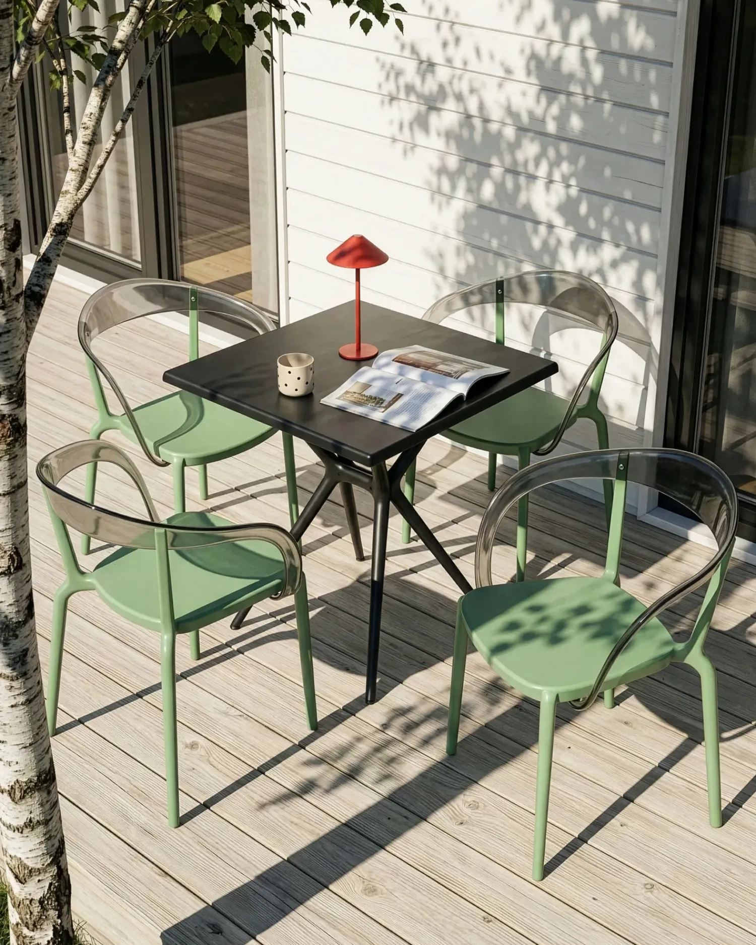 Hot Beliani Set di 4 sedie da giardino MALEVIZI Impilabile Verde Trasparente Verde