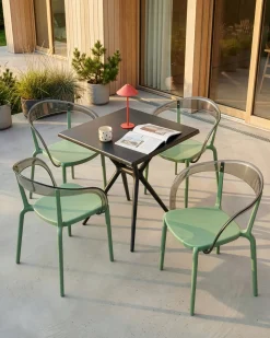 Hot Beliani Set di 4 sedie da giardino MALEVIZI Impilabile Verde Trasparente Verde
