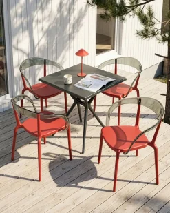 Sale Beliani Set di 4 sedie da giardino MALEVIZI Impilabile Rosso Rosso Trasparente