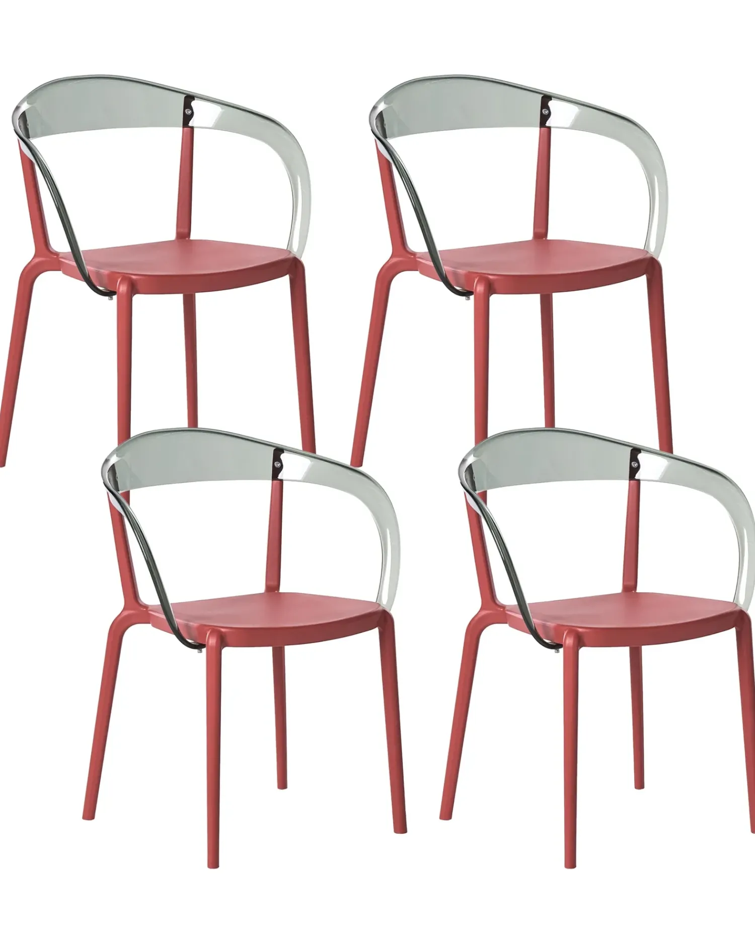Sale Beliani Set di 4 sedie da giardino MALEVIZI Impilabile Rosso Rosso Trasparente