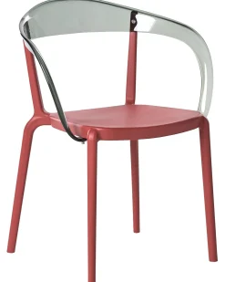 Sale Beliani Set di 4 sedie da giardino MALEVIZI Impilabile Rosso Rosso Trasparente