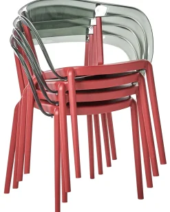 Sale Beliani Set di 4 sedie da giardino MALEVIZI Impilabile Rosso Rosso Trasparente