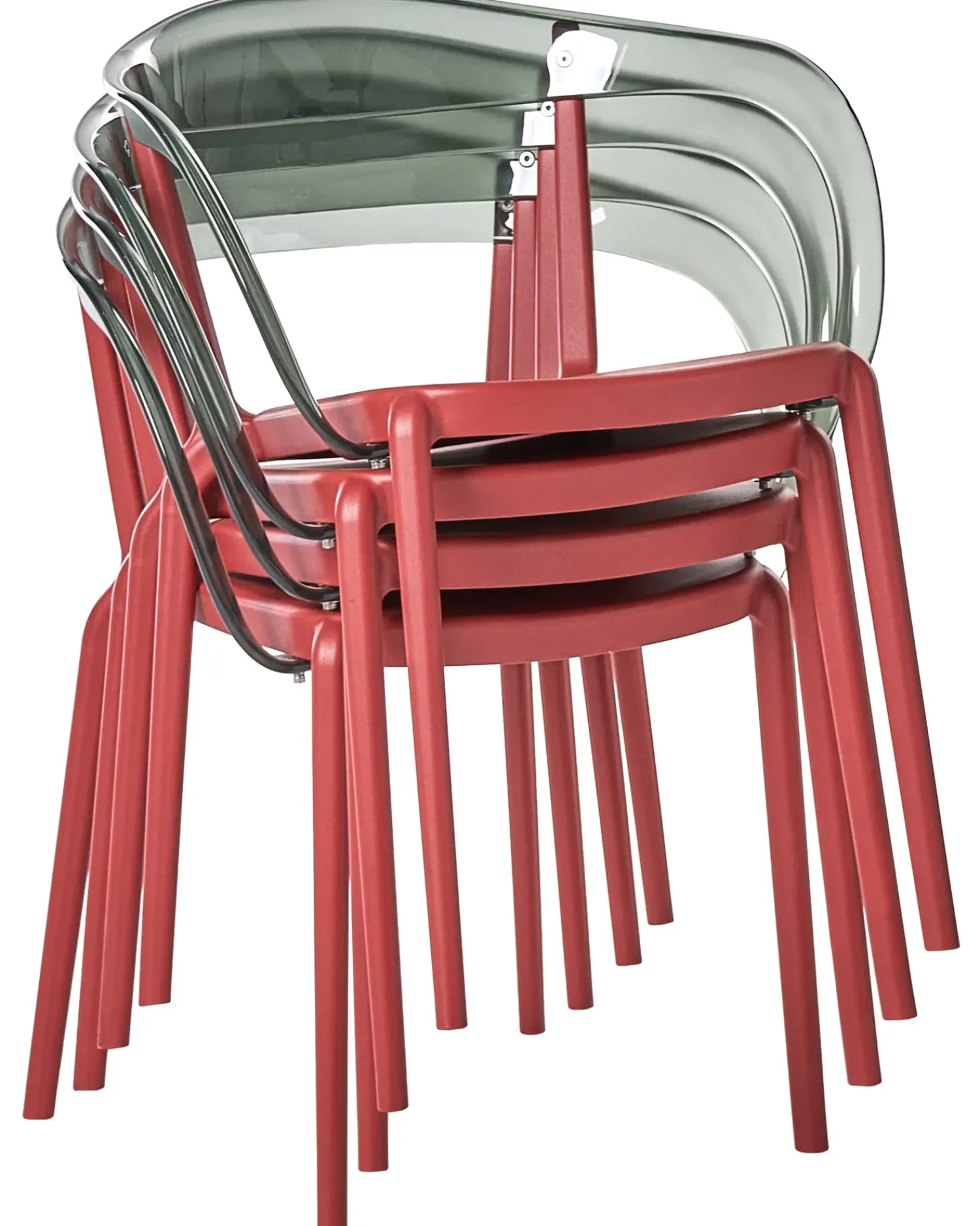 Sale Beliani Set di 4 sedie da giardino MALEVIZI Impilabile Rosso Rosso Trasparente