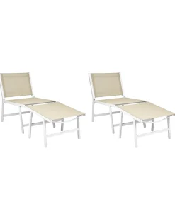 Hot Beliani MARCEDDI con poggiapiedi Metallo Bianco/Beige Beige Bianco