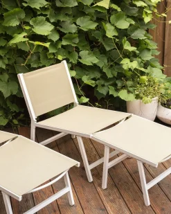 Hot Beliani MARCEDDI con poggiapiedi Metallo Bianco/Beige Beige Bianco