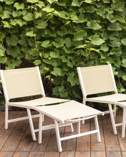 Hot Beliani MARCEDDI con poggiapiedi Metallo Bianco/Beige Beige Bianco