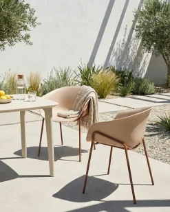 Outlet Beliani Set di 2 sedie da giardino METEORA Materiale sintetico Beige Beige Marrone