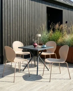 Online Beliani Set di 4 sedie da giardino MILOS Impilabile Beige