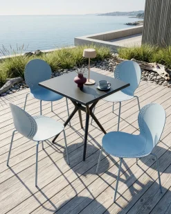 Clearance Beliani Set di 4 sedie da giardino MILOS Impilabile Azzurro Blu