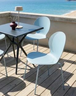 Clearance Beliani Set di 4 sedie da giardino MILOS Impilabile Azzurro Blu