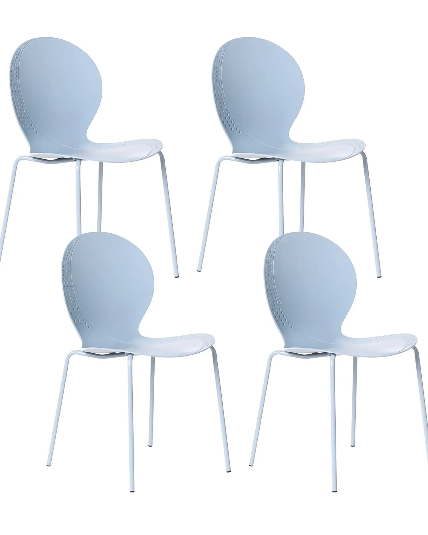 Clearance Beliani Set di 4 sedie da giardino MILOS Impilabile Azzurro Blu