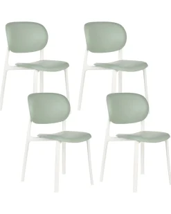 New Beliani Set di 4 sedie da giardino MUSANO Verde Bianco Verde
