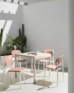 Best Beliani Set di 4 sedie da giardino MUSANO Rosa pastello Bianco Rosa