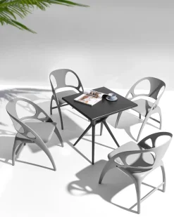 Outlet Beliani Set di 4 sedie da giardino NEMI Pieghevole Grigio