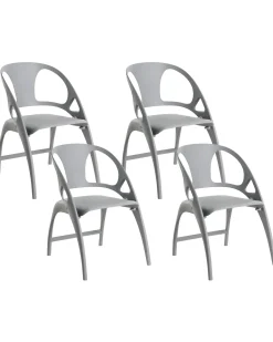 Outlet Beliani Set di 4 sedie da giardino NEMI Pieghevole Grigio