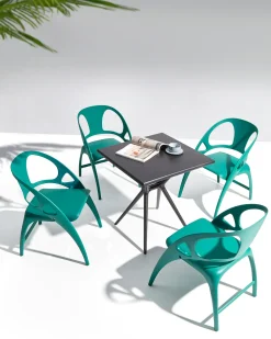 Beliani Set di 4 sedie da giardino NEMI Pieghevole Foglia di tè Verde