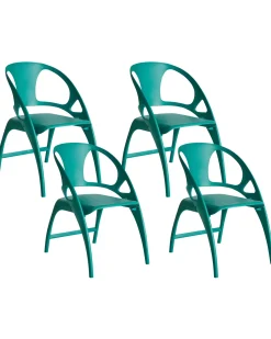 Beliani Set di 4 sedie da giardino NEMI Pieghevole Foglia di tè Verde