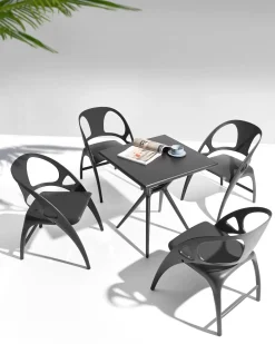 Outlet Beliani Set di 4 sedie da giardino NEMI Pieghevole Nero