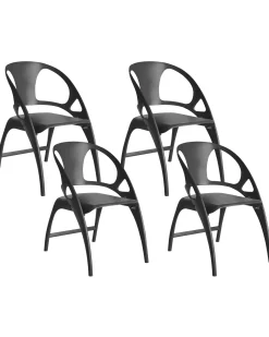 Outlet Beliani Set di 4 sedie da giardino NEMI Pieghevole Nero