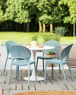 Sale Beliani Set di 4 sedie da giardino OSTIA Azzurro Blu