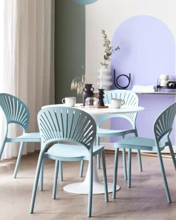 Sale Beliani Set di 4 sedie da giardino OSTIA Azzurro Blu