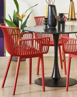 New Beliani Set di 4 sedie da giardino PESARO Rosso