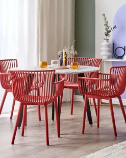 New Beliani Set di 4 sedie da giardino PESARO Rosso