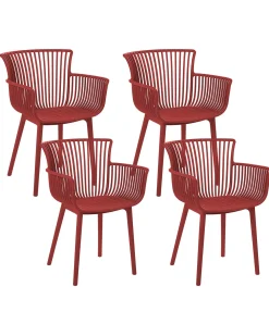 New Beliani Set di 4 sedie da giardino PESARO Rosso