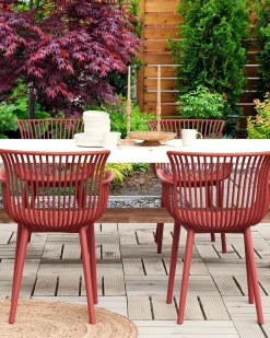 New Beliani Set di 4 sedie da giardino PESARO Rosso