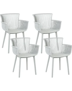 Beliani Set di 4 sedie da giardino PESARO chiaro Grigio