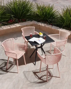 New Beliani Set di 4 sedie da giardino PESARO Rosa