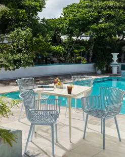 Clearance Beliani Set di 4 sedie da giardino PESARO Azzurro Blu